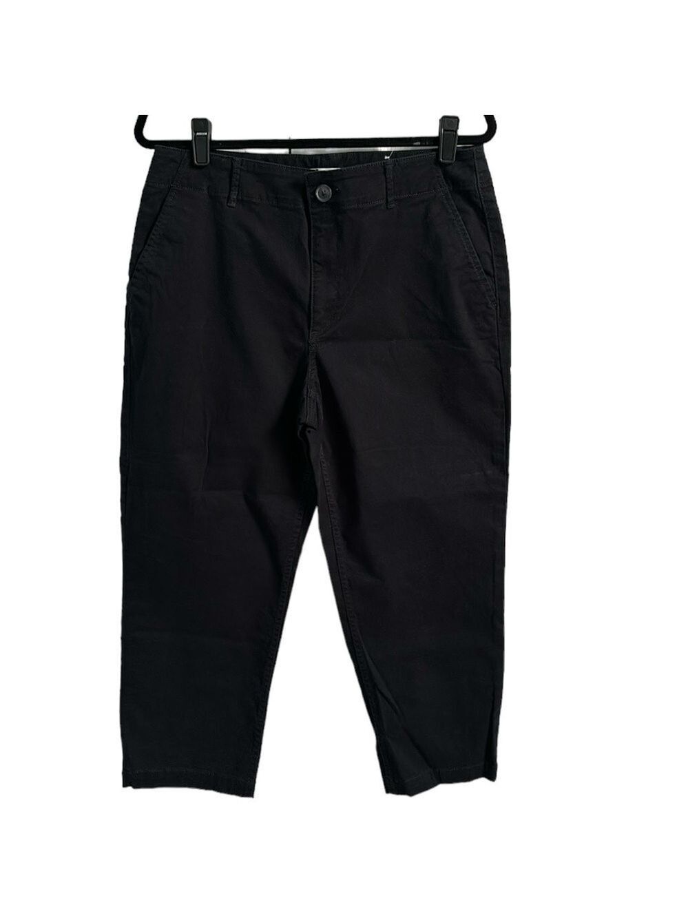 Loft The Perfect Straight Capri Pants in Washed Twill Black Size 12P